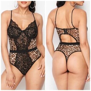 Dance & Marvel Snake Black Lace Bustier Bodysuit Top S